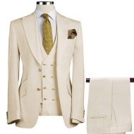 Alexander Light Champagne Three Pieces Close Fitting Men Suits