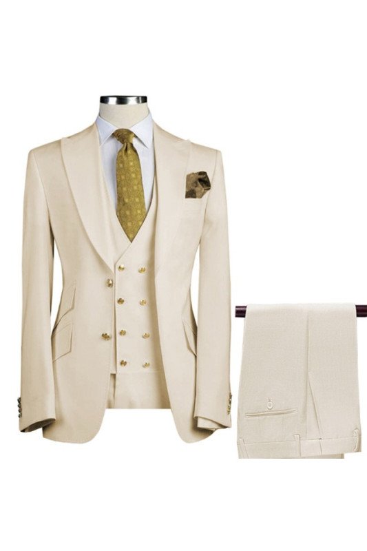 Alexander Light Champagne Three Pieces Close Fitting Men Suits