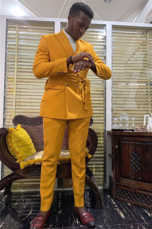 James Latest Design Yellow Double Breasted Prom Men Suits James Latest Design Yellow Double Breasted Prom Men Suits