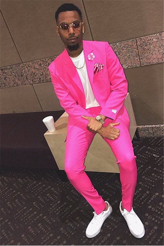 Tyler Candy Pink Notched Lapel Sparkly Bespoke Prom Men Suits