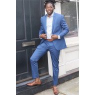 Christian Blue Two Pieces Close Fitting Bespoke Men Suits Christian Blue Two Pieces Close Fitting Bespoke Men Suits