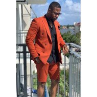 Aiden Fashion Orange Peaked Lapel Prom Suits with Short Pants Aiden Fashion Orange Peaked Lapel Prom Suits with Short Pants