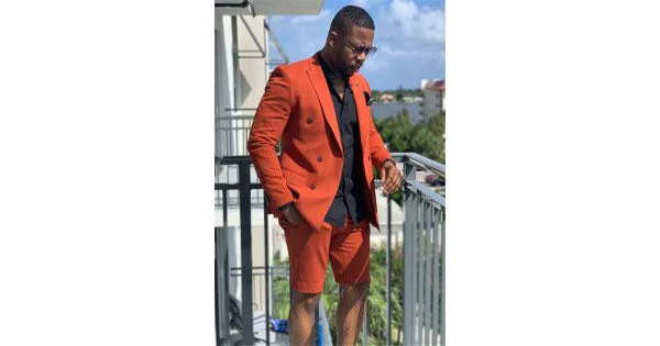 Orange Slim Fit Men Suit Peaked Lapel Prom Suits main image 1