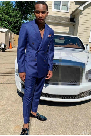 Zachary Dark Blue Chic Notch Lapel Double Breasted Men Suits Zachary Dark Blue Chic Notch Lapel Double Breasted Men Suits