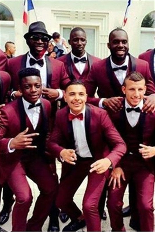 Gavin Newest Burgundy Two Pieces Shawl Lapel Groomsmen Suits
