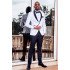 New Arrival Bespoke White Jacquard Wedding Suits with Black Lapel