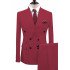 Basil Newest Peaked Lapel Burgundy Double Breasted Men Suits