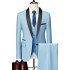 Lou Chic Baby Blue Shawl Lapel Three Pieces Men Wedding Suits