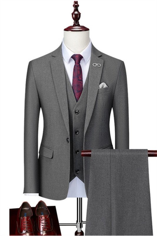 Aidan Classic Gray Three Pieces Notched Lapel Best Fitted Men Suits
