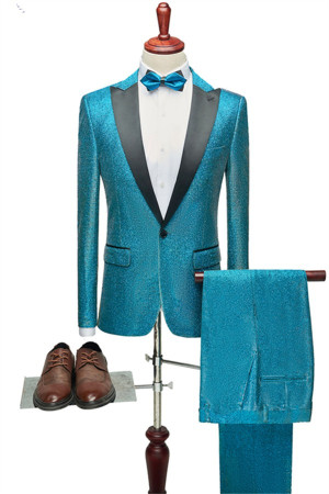 Austin Glitter Green Sequins Peaked Lapel One Button Prom Men Suits Austin Glitter Green Sequins Peaked Lapel One Button Prom Men Suits