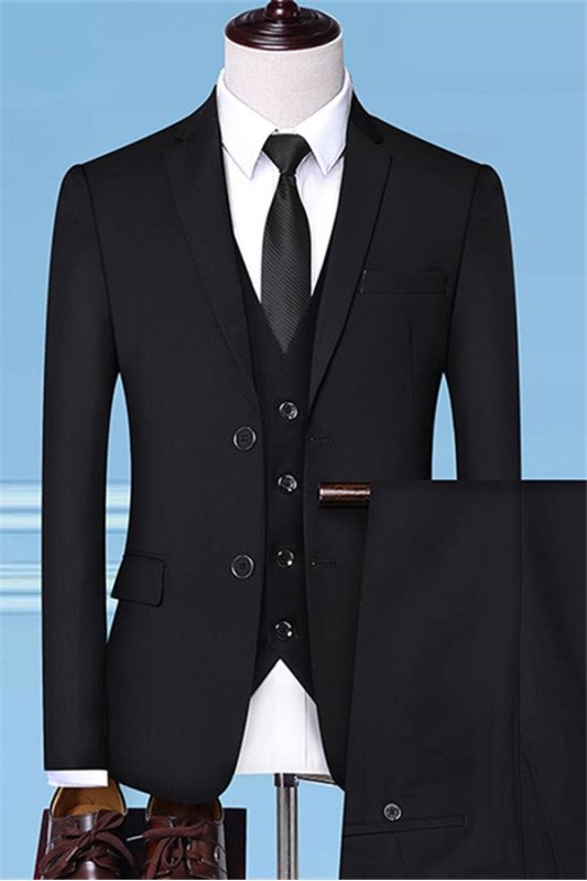 Gavin Simple Black Three Pieces Formal Bespoke Business Suits