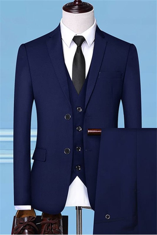 Jackson Latest Three Pieces Navy Blue Close Fitting Business Men Suits