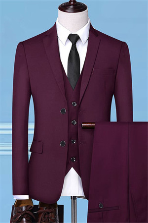 Zachary Stylish Burgundy Three Pieces Slim Fit Business Men Suits Zachary Stylish Burgundy Three Pieces Slim Fit Business Men Suits