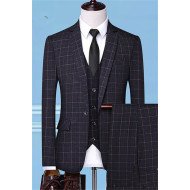 Aiden Dark Gray Plaid Fashion Three Pieces Men Suits Aiden Dark Gray Plaid Fashion Three Pieces Men Suits