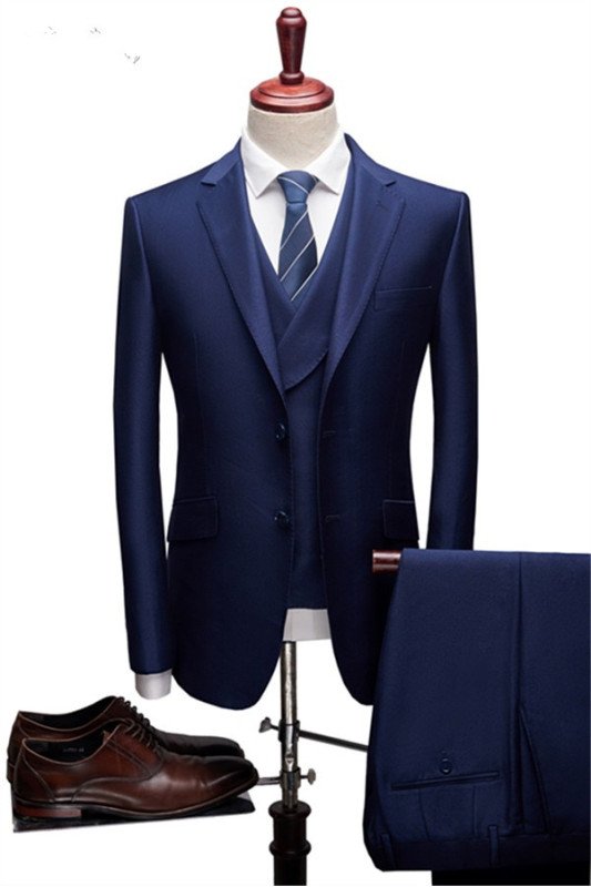 Samuel Navy Blue Three Pieces Notched Lapel Bespoke Men Suits for Business