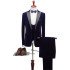 Nicholas New Arrival Dark Navy Velvet Three Pieces Men Suits