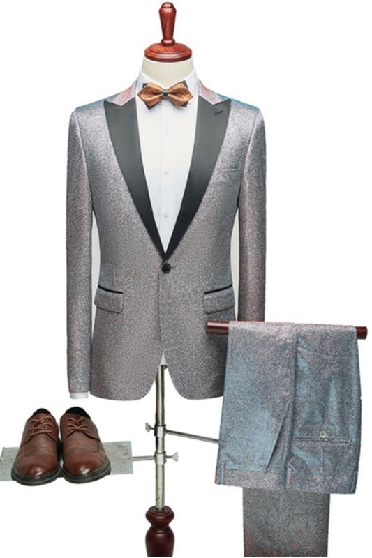 Noah Modern Silver Sequins Slim Fit Fashion Men Suits