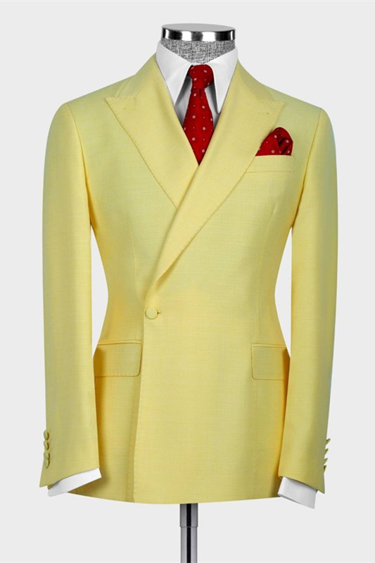 Jacob Yellow Peaked Lapel Fashion Prom Suits for Men