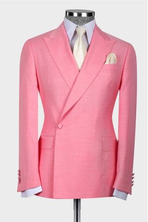 Michael Chic Candy Pink Peaked Lapel One Button Men Suit Michael Chic Candy Pink Peaked Lapel One Button Men Suit