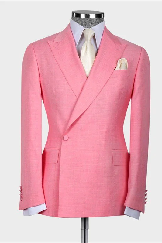 Tyson Candy Pink Stylish Shawl Lapel Slim Fit Men Suits for Weddings