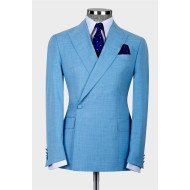 Ethan Blue Peaked Lapel New Arrival Bespoke Men Suits