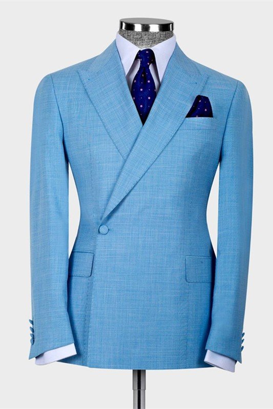 Ethan Blue Peaked Lapel New Arrival Bespoke Men Suits