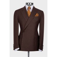 Christopher Stylish Brown One Button Peaked Lapel Close Fitting Men Suit