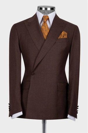Christopher Stylish Brown One Button Peaked Lapel Close Fitting Men Suit
