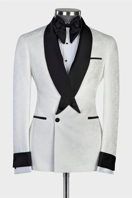 Tailored Fit Shawl Lapel Single Breasted One-Button Jacquard 2 Piece Men's Party Suits