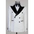 William White Jacquard Double Breasted Peaked Lapel Men Suit