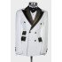 David Double Breasted Jacquard Peaked Lapel White Wedding Suit