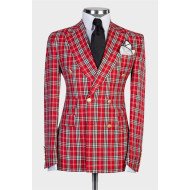 Ryan Bespoke Plaid Double Breasted Peaked Lapel Prom Men Suits Ryan Bespoke Plaid Double Breasted Peaked Lapel Prom Men Suits