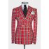 Ryan Bespoke Plaid Double Breasted Peaked Lapel Prom Men Suits