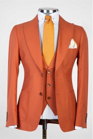 James Orange Three Pieces Close Fitting Stylish Prom Suit James Orange Three Pieces Close Fitting Stylish Prom Suit