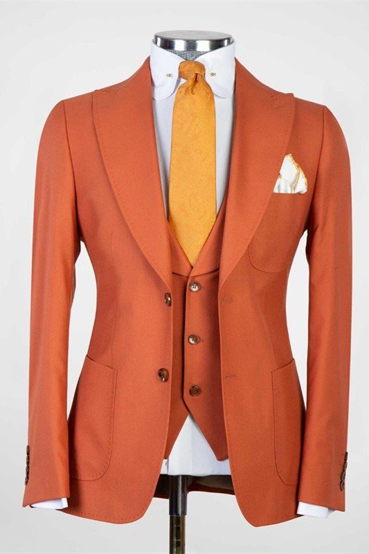 James Orange Three Pieces Close Fitting Stylish Prom Suit