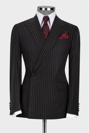 John Black One Button Classic Fashion Striped Business Suit