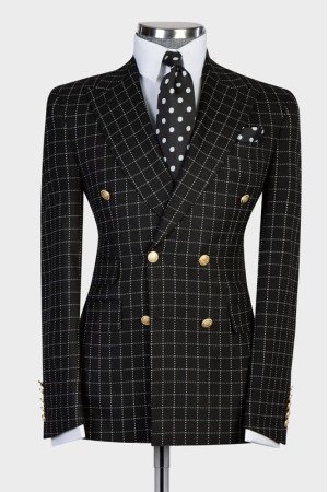 Benjamin Black Plaid Double Breasted Fashion Slim Fit Men Suit Benjamin Black Plaid Double Breasted Fashion Slim Fit Men Suit