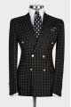 Benjamin Black Plaid Double Breasted Fashion Slim Fit Men Suit