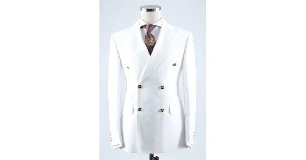 Two Piece White Lapel Wedding Suits For Men With One Button main image 1