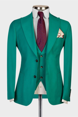 Brandon New Arrival Close Fitting Green 3 Piece Men Suit for Prom