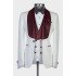 Angel Chic White Jacquard Close Fitting Three Piece Wedding Suit for Men