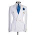 Zachary Simple Double Breasted White Shawl Lapel Close Fitting Men Suit