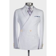 Caleb Bespoke White Peaked Lapel One Button Wedding Suit for Men Caleb Bespoke White Peaked Lapel One Button Wedding Suit for Men