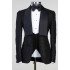 Justin Black Three Pieces Shawl Lapel Best Fitted Bespoke Wedding Suit