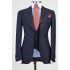 Isaac Classic Navy Blue Peaked Lapel 3 Piece Men Suit for Business