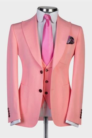 Cameron Chic Candy Pink Three Pieces Peaked Lapel Prom Suits Cameron Chic Candy Pink Three Pieces Peaked Lapel Prom Suits