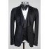 Connor Bespoke Black Three Piece Shawl Lapel Wedding Suit