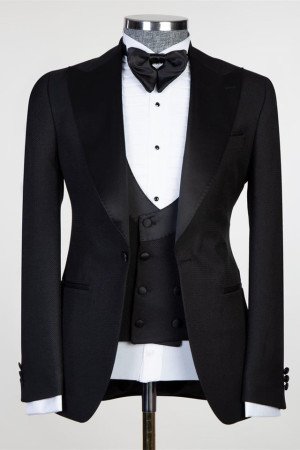 Jason New Arrival Black Three Pieces Close Fitting Wedding Men Suit Jason New Arrival Black Three Pieces Close Fitting Wedding Men Suit