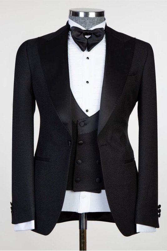 Jason New Arrival Black Three Pieces Close Fitting Wedding Men Suit