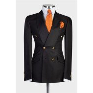 Aaron Black Double Breasted Shawl Lapel Men Suits for Wedding Aaron Black Double Breasted Shawl Lapel Men Suits for Wedding